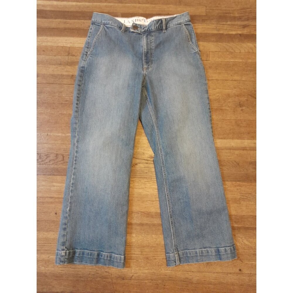 Lands End Original Fit Classic Waist Trouser Leg Granny Mom Jeans Stretch Sz 8P